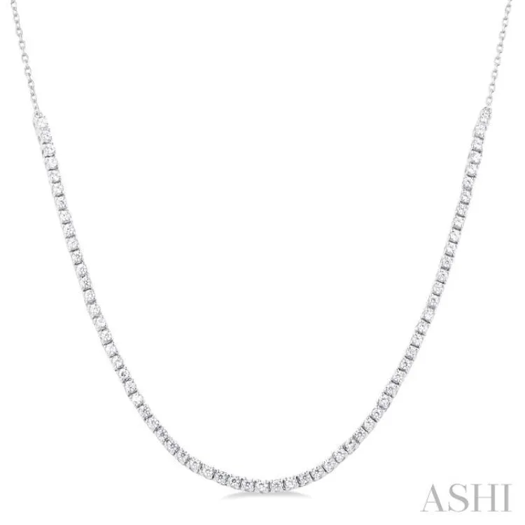 1 Ctw Round Cut Diamond Halfway Tennis Necklace in 14K White Gold