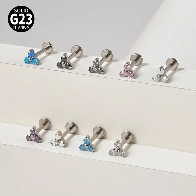 1 Piece Simple Style Flower Stainless Steel Plating Inlay Zircon Lip Stud