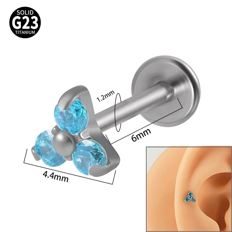 1 Piece Simple Style Flower Stainless Steel Plating Inlay Zircon Lip Stud