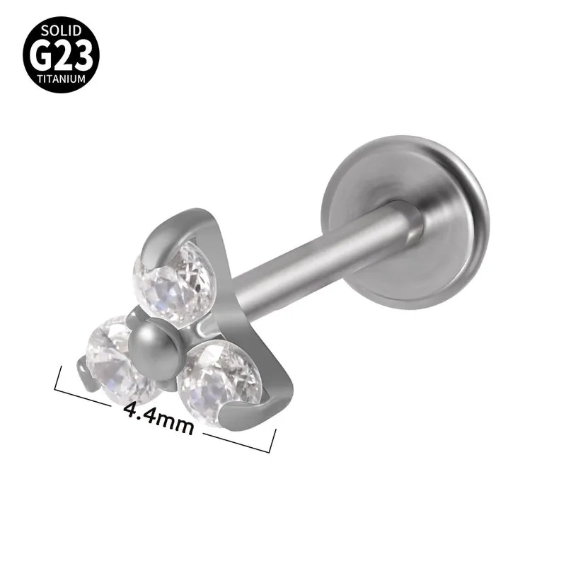 1 Piece Simple Style Flower Stainless Steel Plating Inlay Zircon Lip Stud