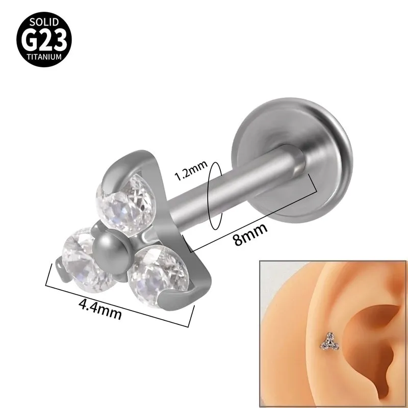 1 Piece Simple Style Flower Stainless Steel Plating Inlay Zircon Lip Stud