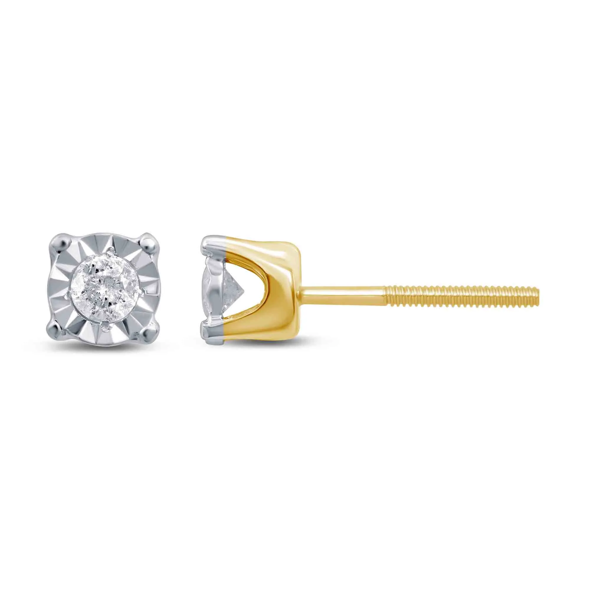 10 Karat Two-Tone (White and Yellow) Gold 0.68 Carat Diamond Square Earrings