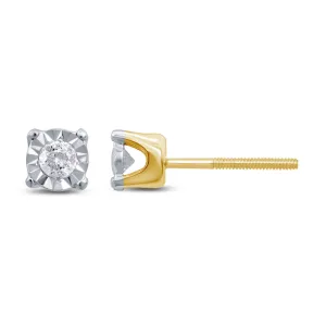 10 Karat Two-Tone (White and Yellow) Gold 0.68 Carat Diamond Square Earrings