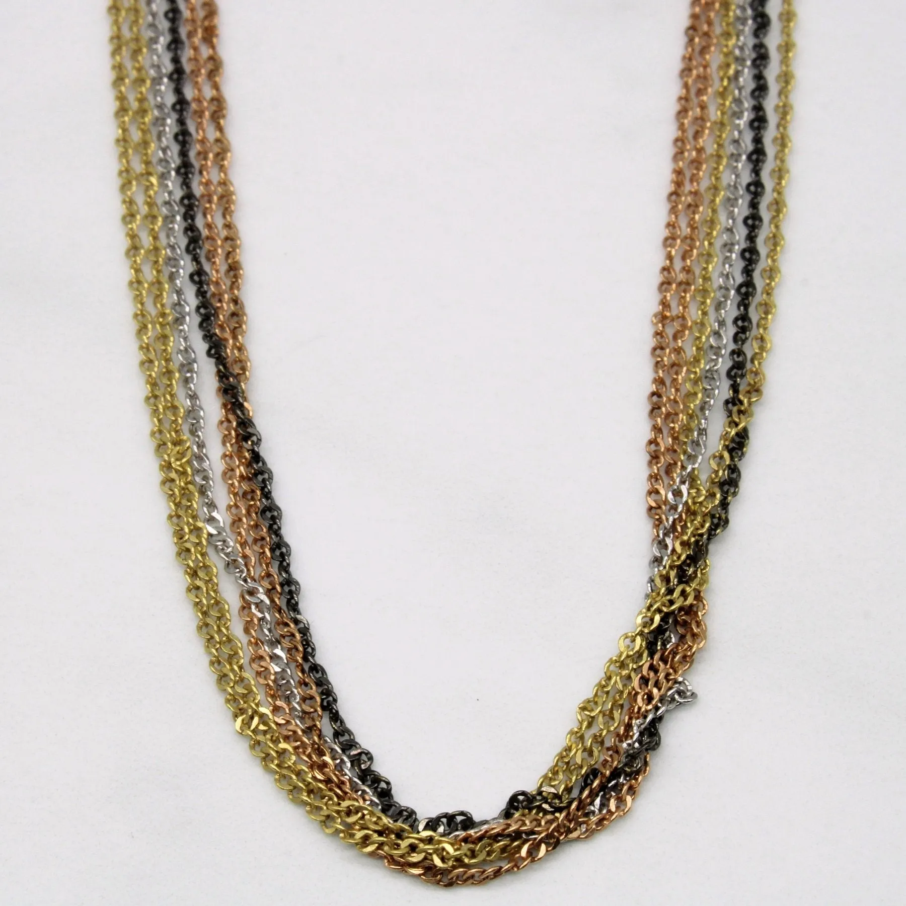 10k Multi Tone Gold Tiered Necklace | 18" |