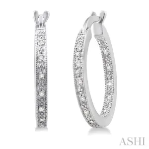 1/10 Ctw Single Cut Diamond Hoop Earrings in Sterling Silver