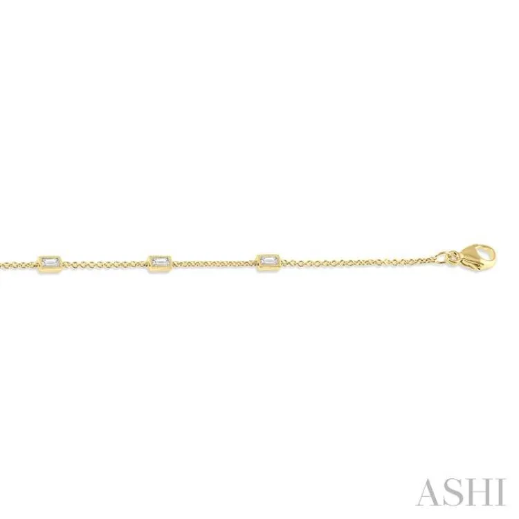 1/4 ctw Baguette Diamond Station Bracelet in 10K Yellow Gold