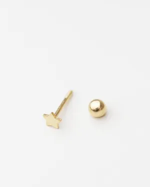 14k Mini star stud with ball screw backing