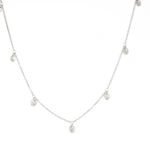 14k White Gold Diamond Dangle Medium Necklace