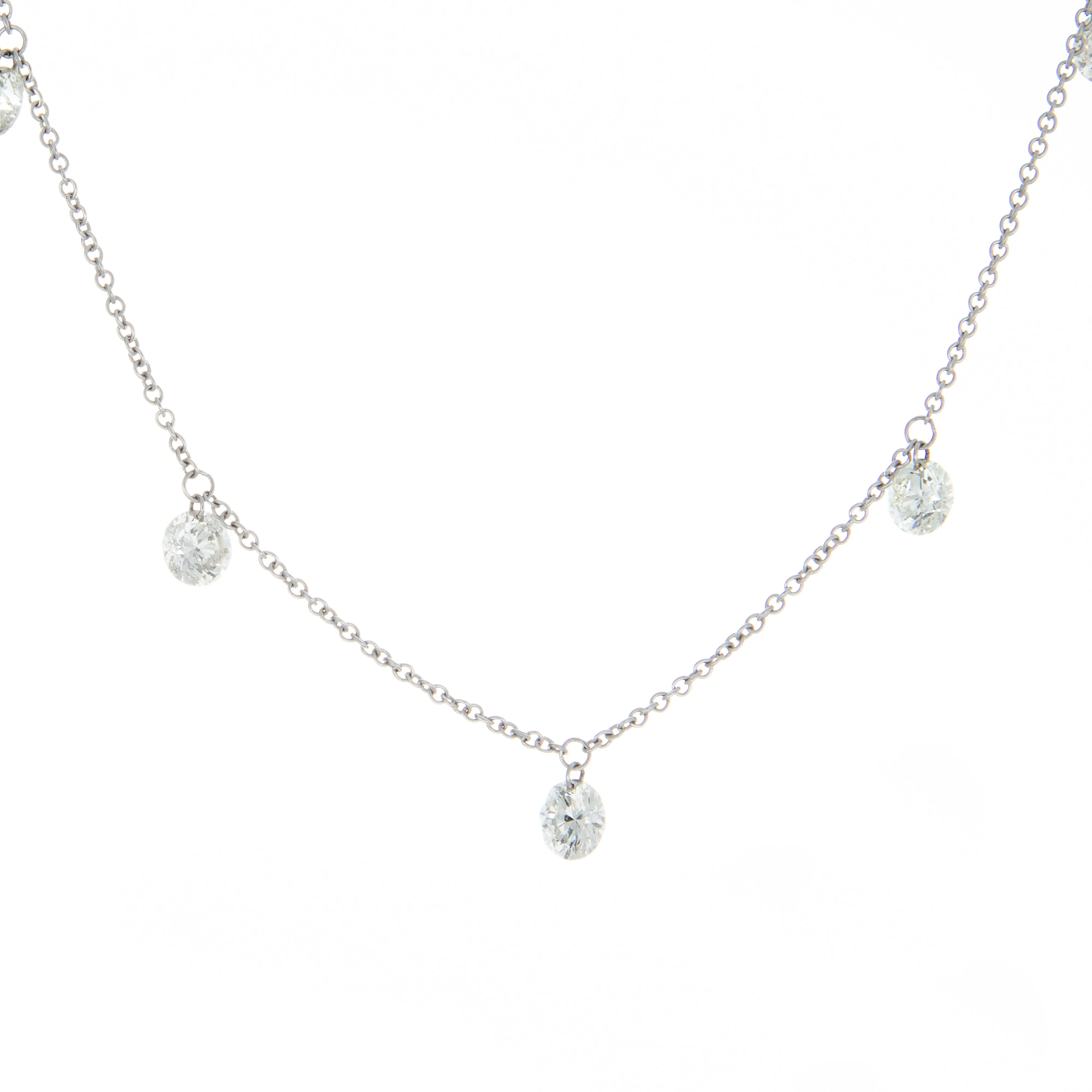 14k White Gold Diamond Dangle Medium Necklace