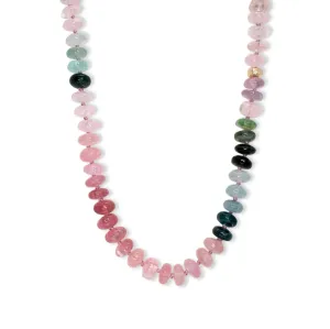 18K Carved Bead and Tourmaline Strand Necklace