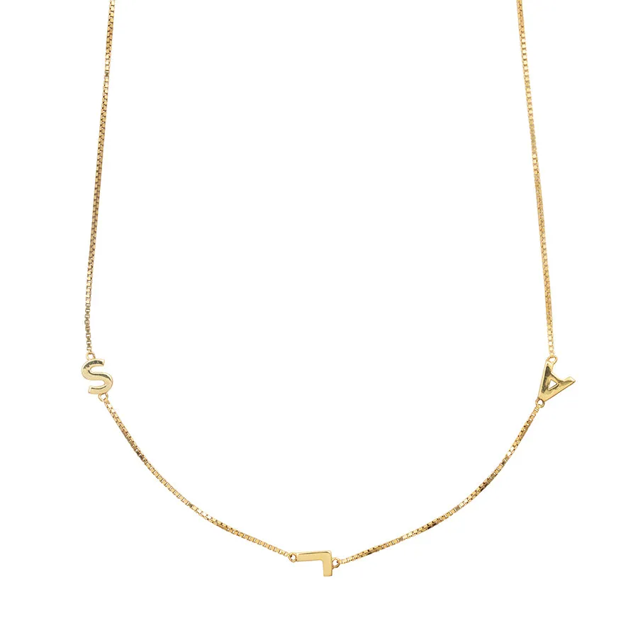 18K Gold Vermeil Triple Initial Necklace With Classic Box Chain