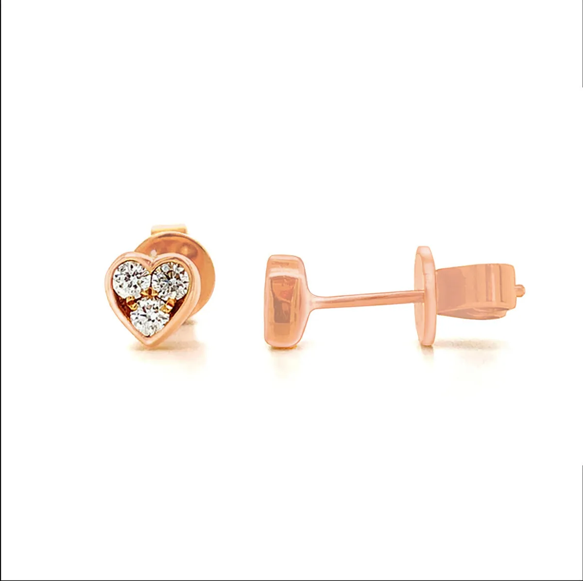 18K Rose Gold 0.24ct Diamond Heart Stud Earrings