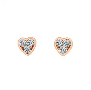 18K Rose Gold 0.24ct Diamond Heart Stud Earrings