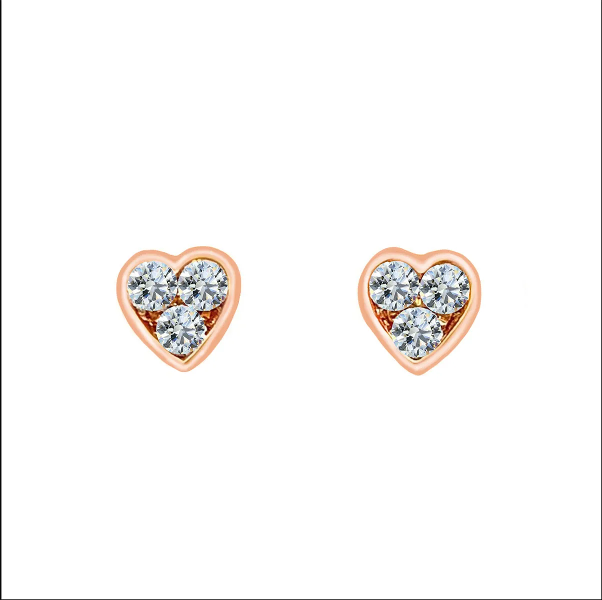 18K Rose Gold 0.24ct Diamond Heart Stud Earrings