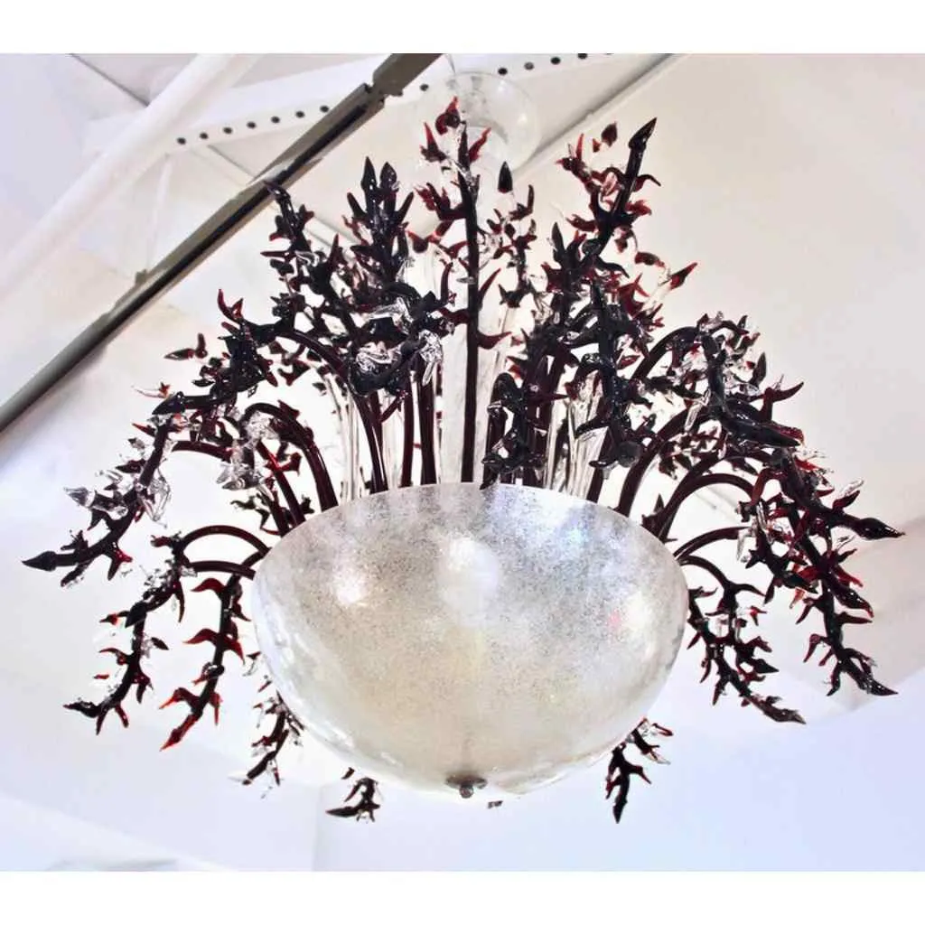 1980s Modern Italian White Murano Glass Chandelier with Organic Coral like Decor