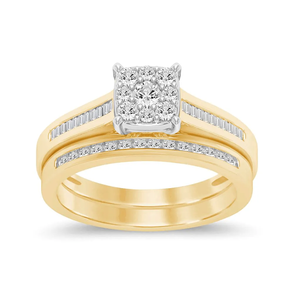 2 Channel Ring Set with 0.45ct of Diamonds in 9ct Yellow Gold