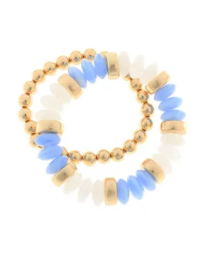 2 Row Color Rondelle Beads Bracelet