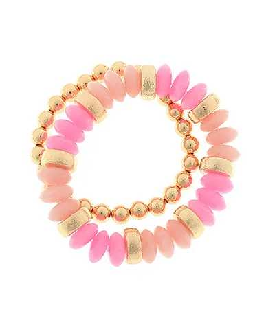 2 Row Color Rondelle Beads Bracelet