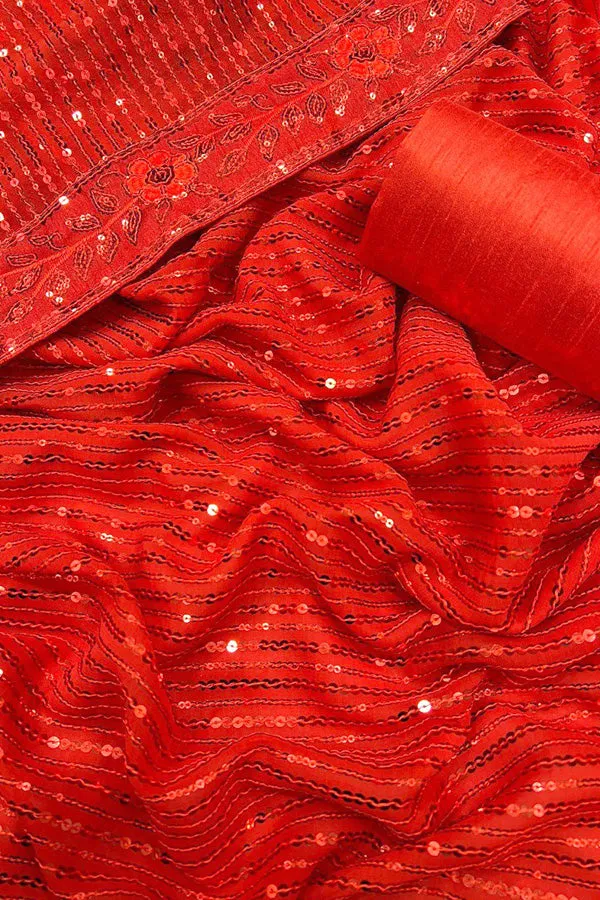 2023 Beautiful Red Saree For Farewell Party