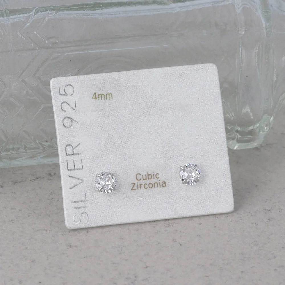 4mm Stone 925 Silver Studs