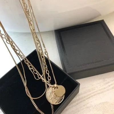 5 Layer Gold Coin Layered Necklace