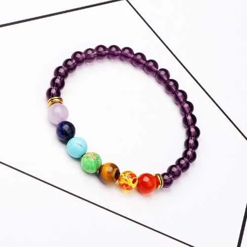 6mm Amethyst Agate Colorful Beads Elastic Bracelet for Women Christmas Gift