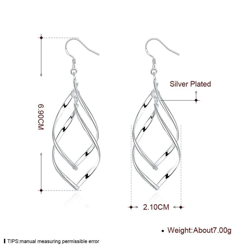 925 Silver Jewelry Women High Quality Long Earrings Hanging Drop Earring Jewelry