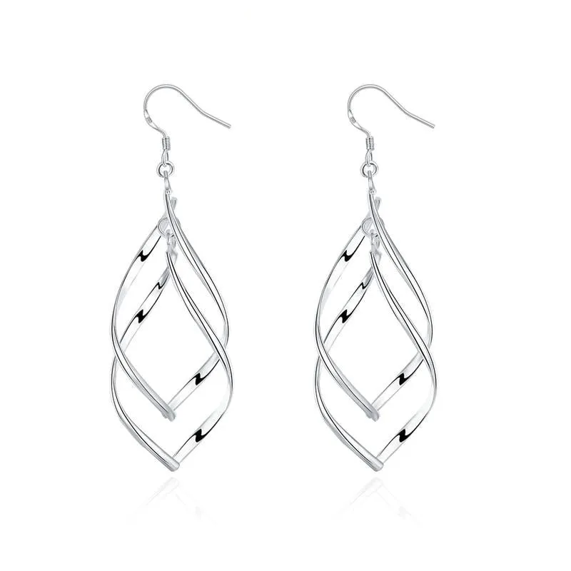 925 Silver Jewelry Women High Quality Long Earrings Hanging Drop Earring Jewelry