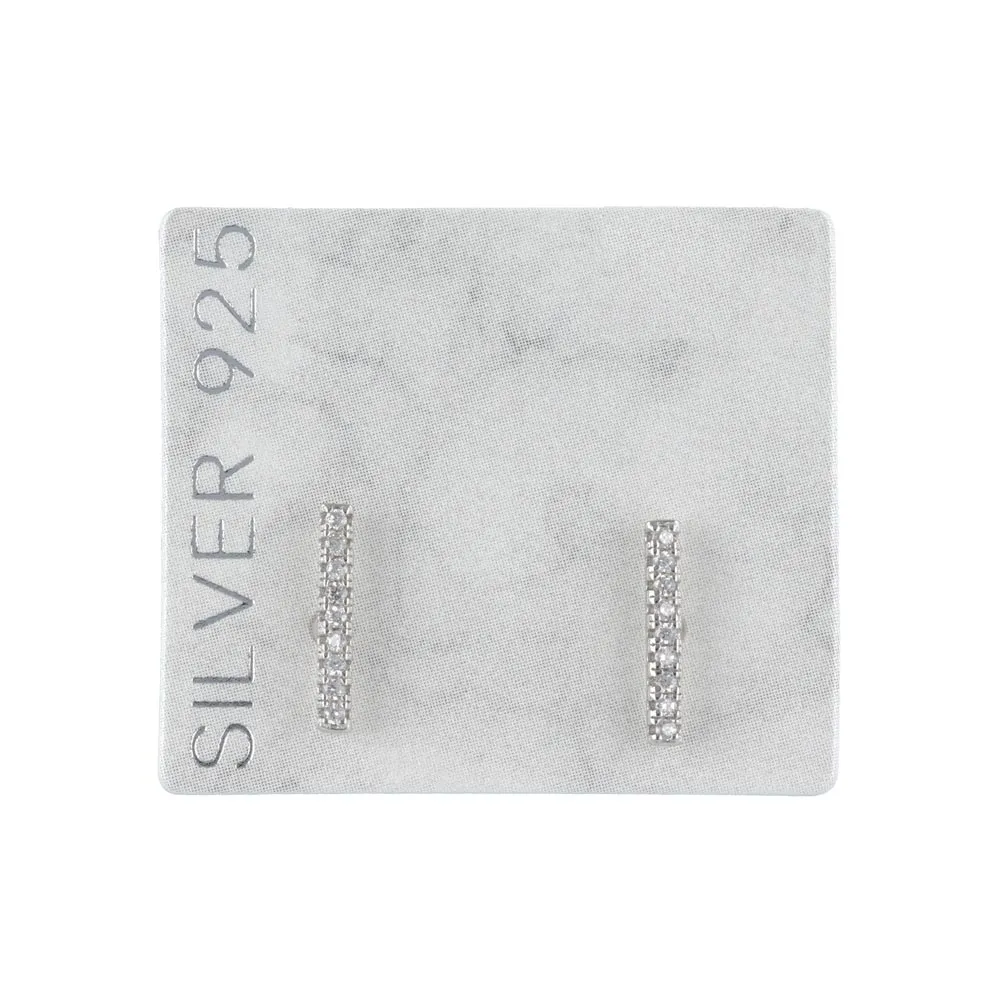 925 Silver Pave Bar Studs