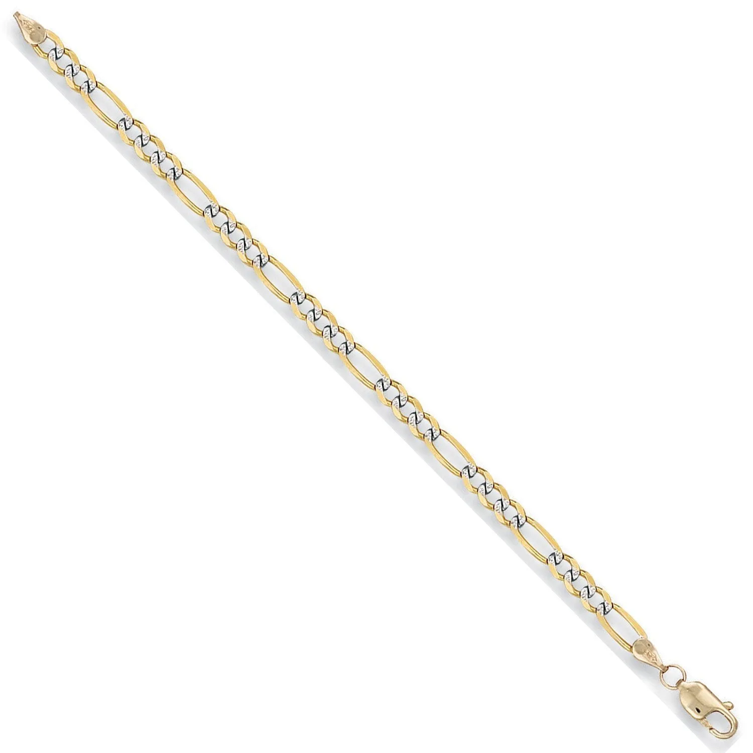 9ct 2 Tone Gold Solid Diamond Cut 4mm 20 Inch Figaro Necklace 10.5g