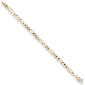 9ct 2 Tone Gold Solid Diamond Cut 4mm 20 Inch Figaro Necklace 10.5g