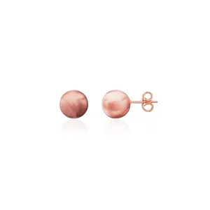 9K Rose Gold 6mm Satin Ball Stud Earrings