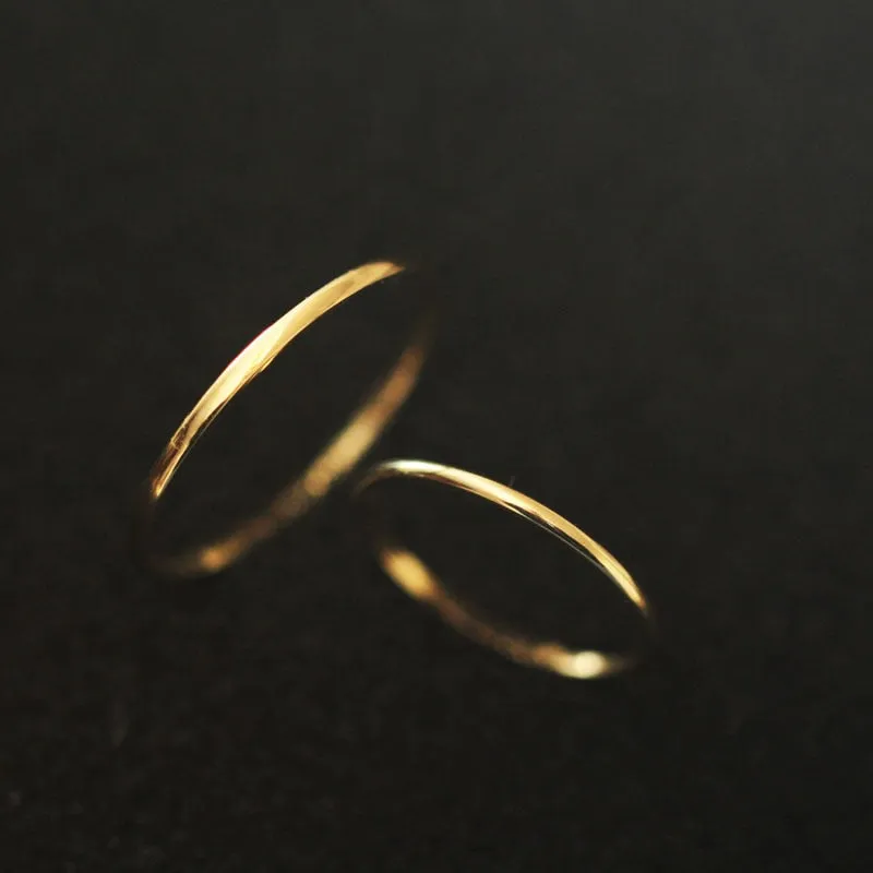 9k Solid Gold Thin Band Ring - Minimalist SOLID Gold Bands - Solid Gold Thumb Rings