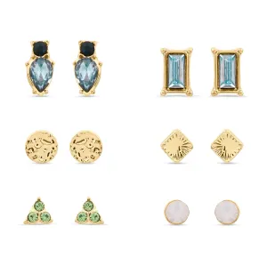 Accessorize London Women Multi Gemstone Stud Earrings Set Of 6