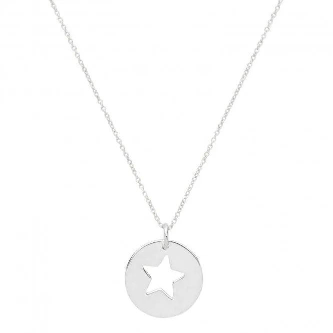 Acotis Silver Necklace Rhodium Plated Disc With Star G3382