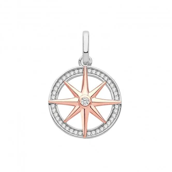 Acotis Silver Pendant Rhodium And Rose Gold Plated Wind Rose G61114R