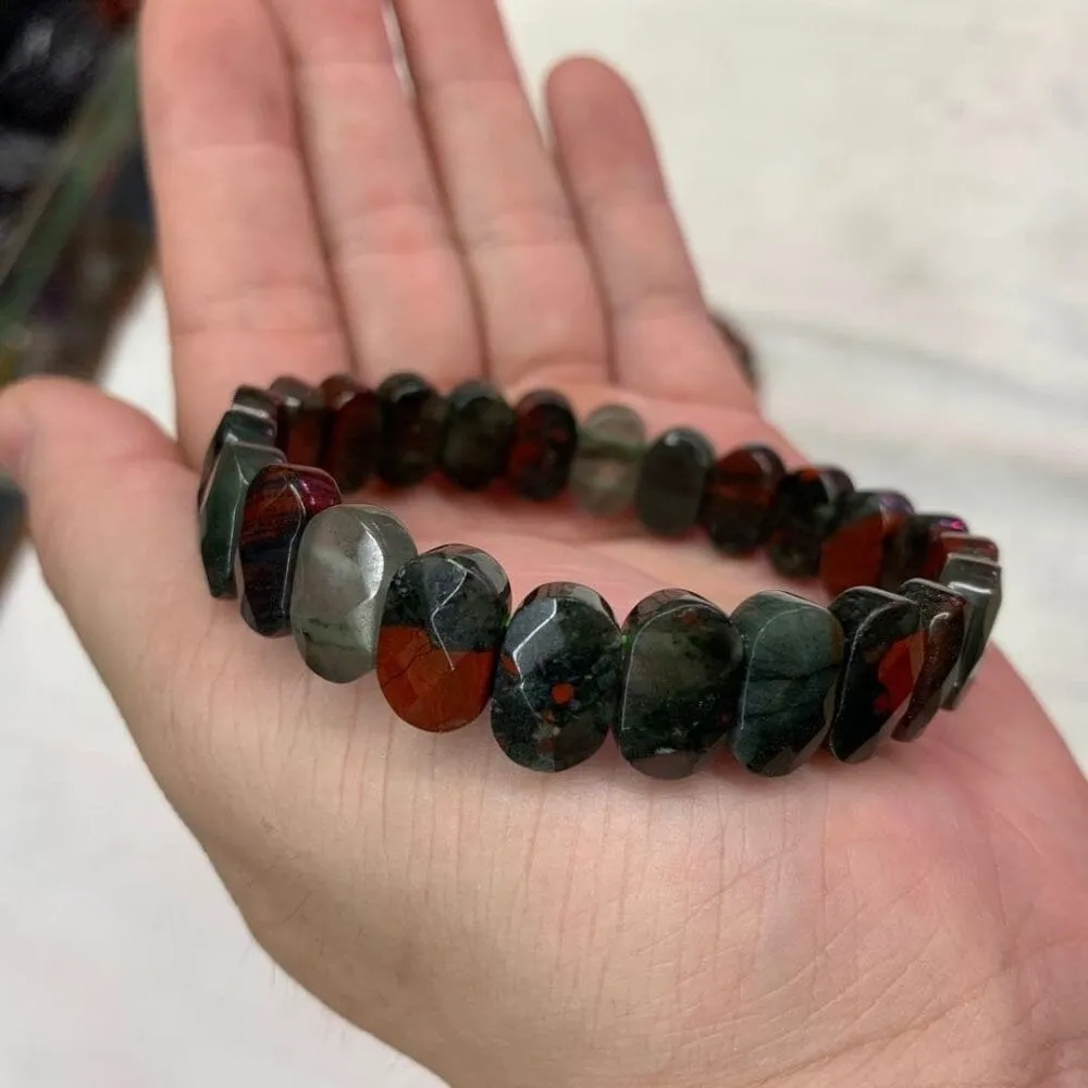 African Bloodstone Stretch Chain Bracelet