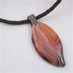 Agate Pendant Necklace on Leatherette Cord