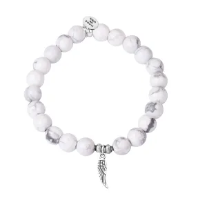 Angel Wing | Stone Beaded Charm Bracelet | Howlite