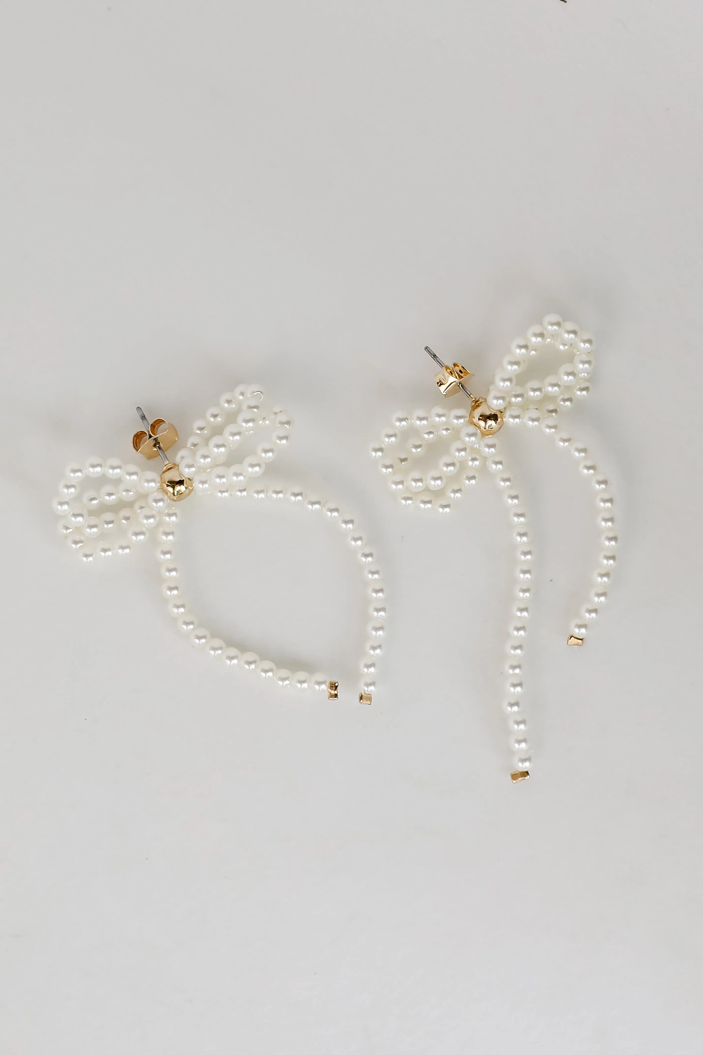 Annie White Pearl Bow Earrings