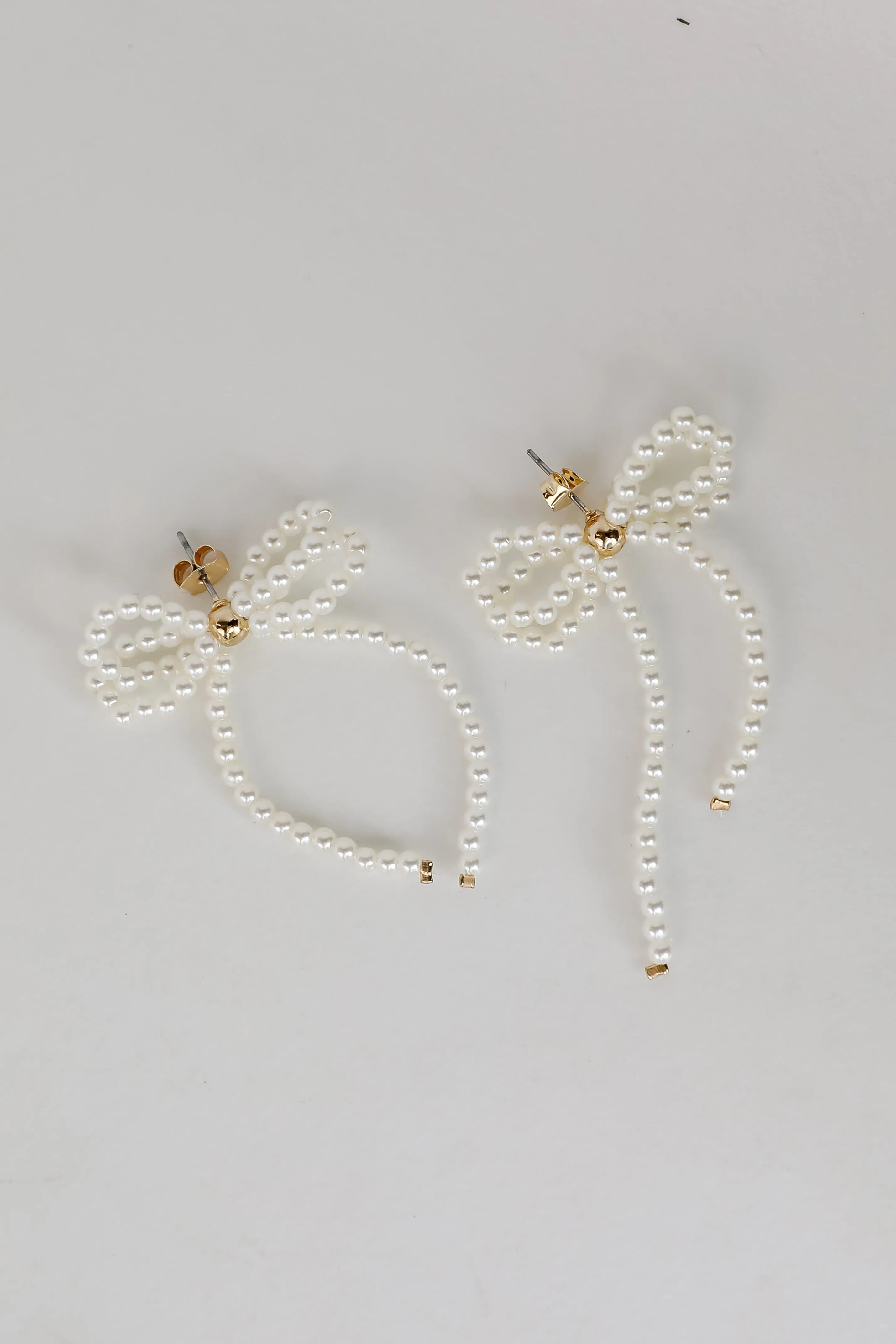 Annie White Pearl Bow Earrings