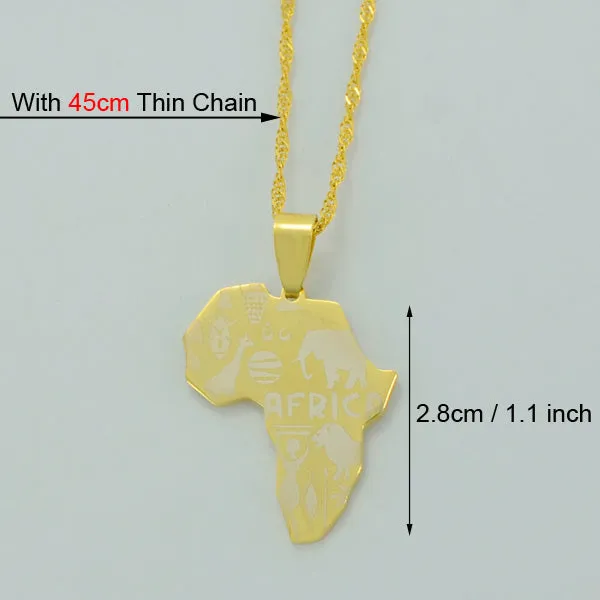 Anniyo 9 Style Africa Map Pendant Necklace for Women/Men Silver/Gold Color Ethiopian Jewelry Wholesale African Maps Hiphop Item