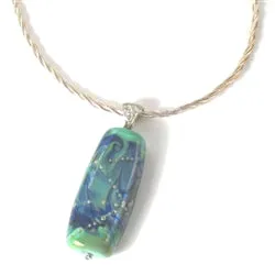 Aqua  Designer Handmade Bead Pendant Necklace Silver Chain