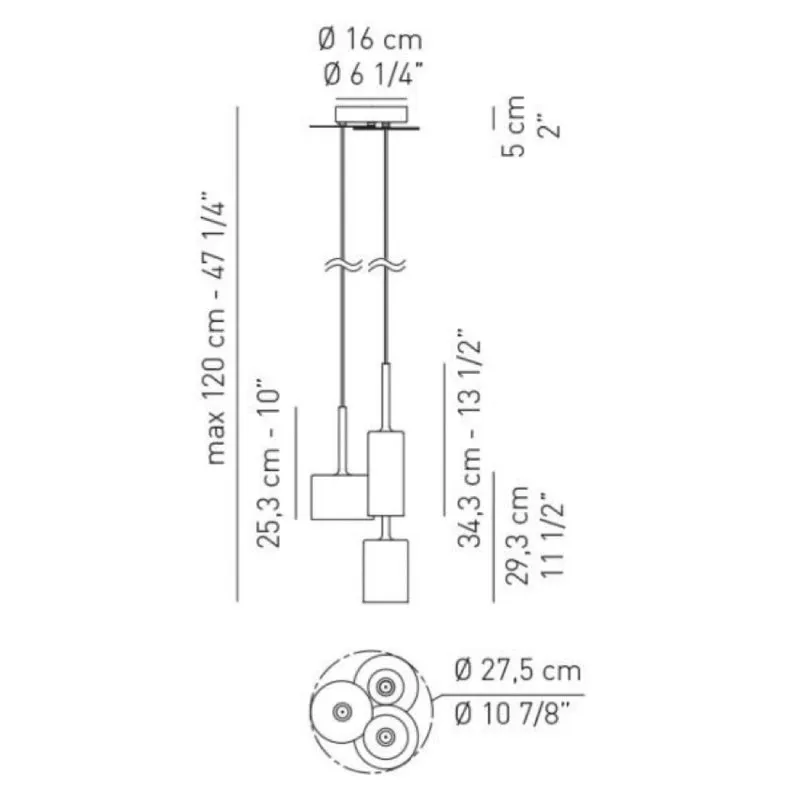 Axo USSPILL3 Spillray 3-lt 11" LED Pendant Light