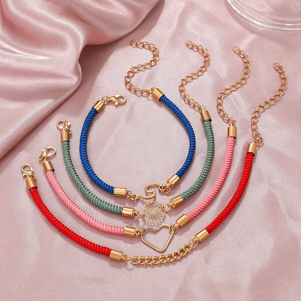 B866 - Simple Hand Woven Colorful Rope Couple Bracelets Set