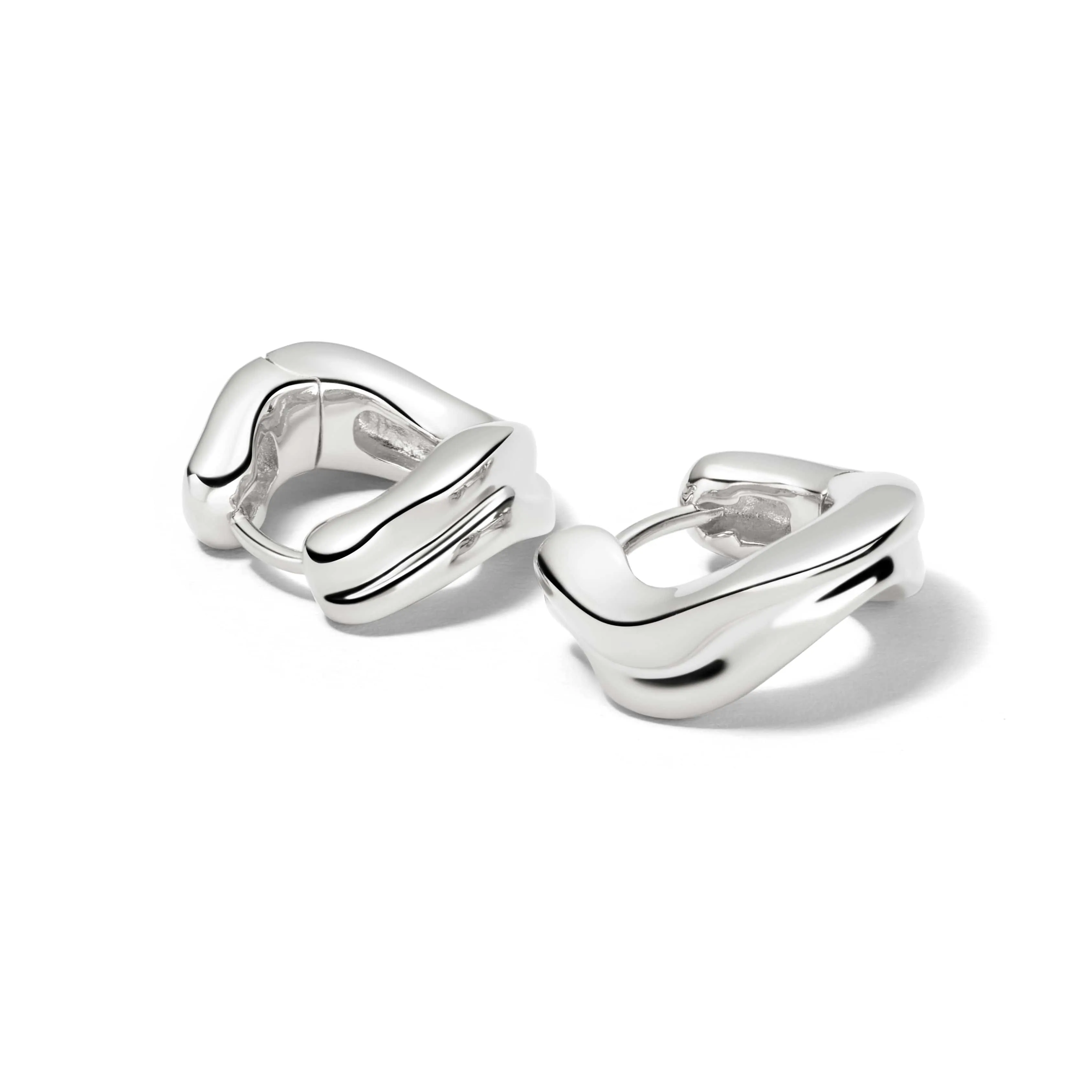 Banded Wave Huggie Earrings Sterling Silver