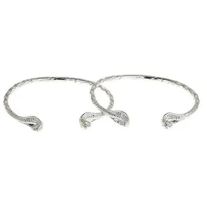 Better Jewelry Cobra Heads .925 Sterling Silver West Indian Bangles, 1 pair