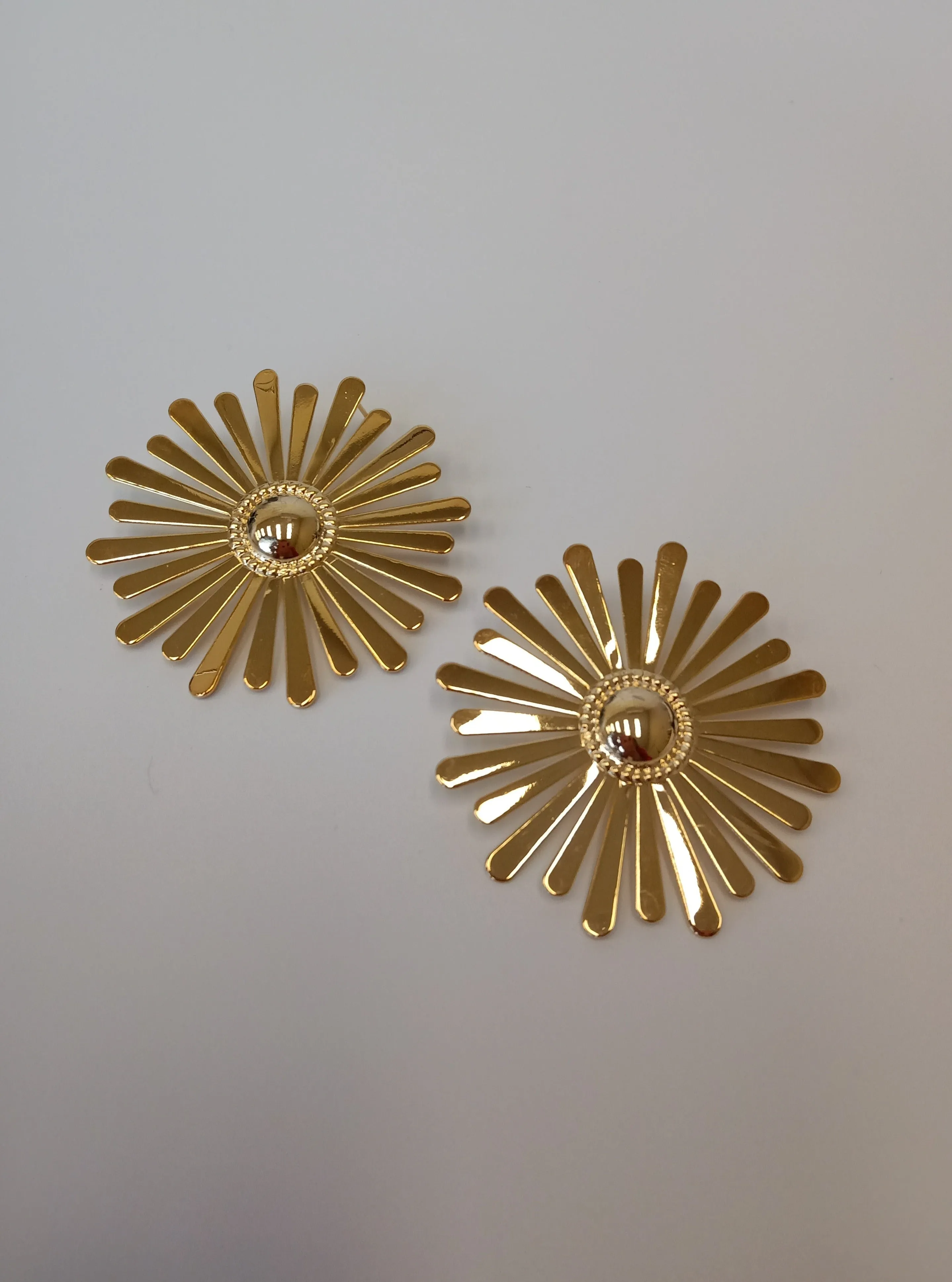 Big Gold Flower Stud Earrings