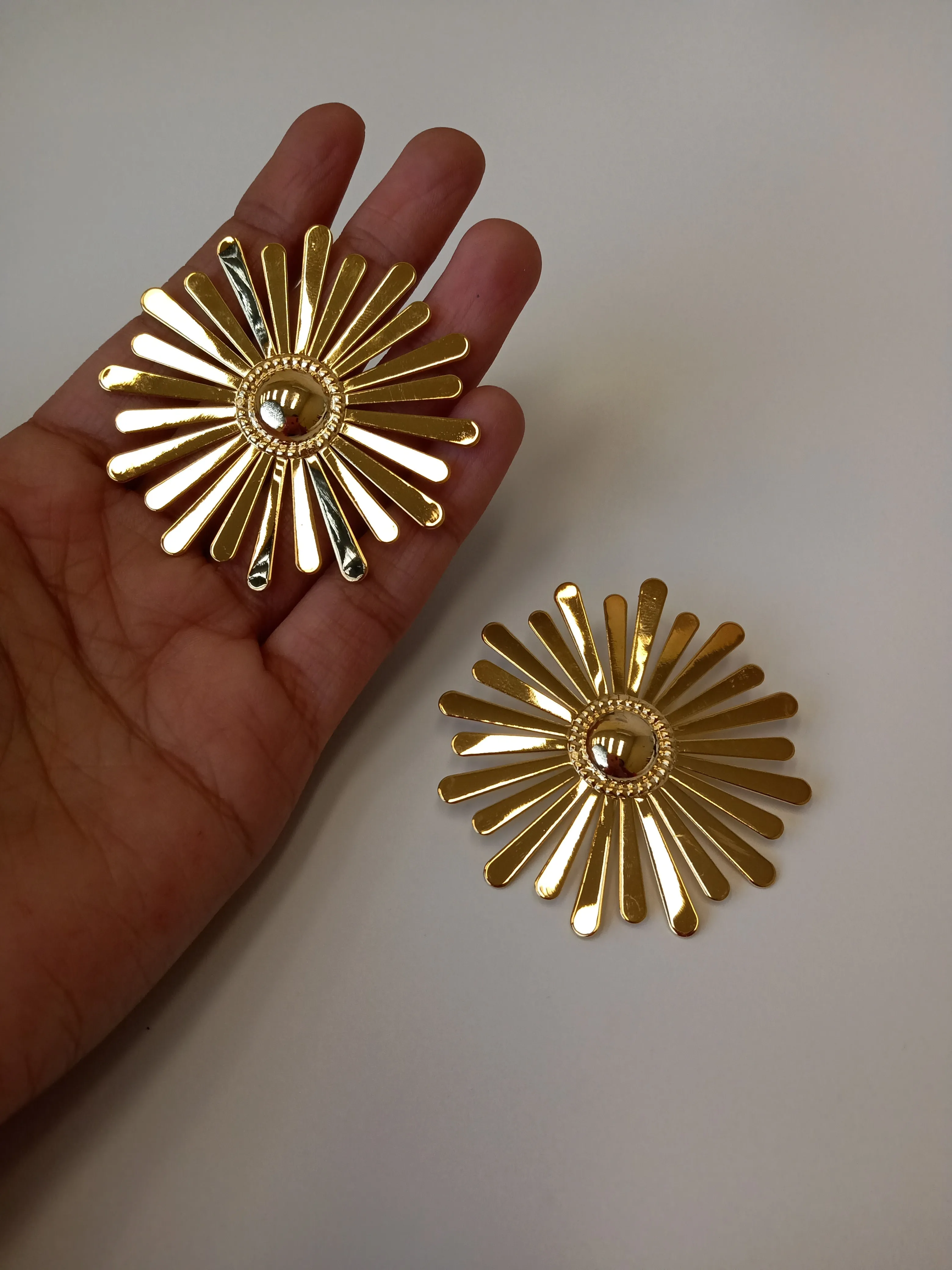 Big Gold Flower Stud Earrings