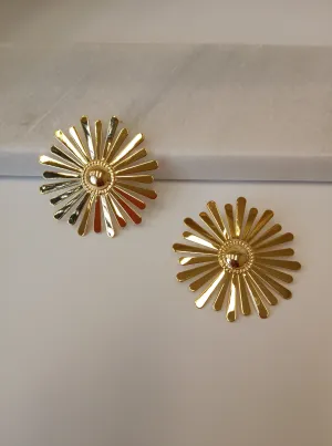 Big Gold Flower Stud Earrings